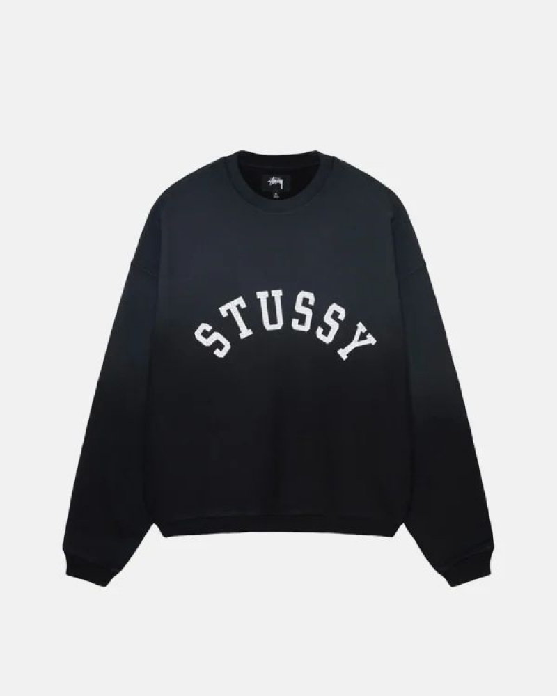 Orange Stussy Sun Faded Oversized Crew Sweatshirts | 9368HVPUR