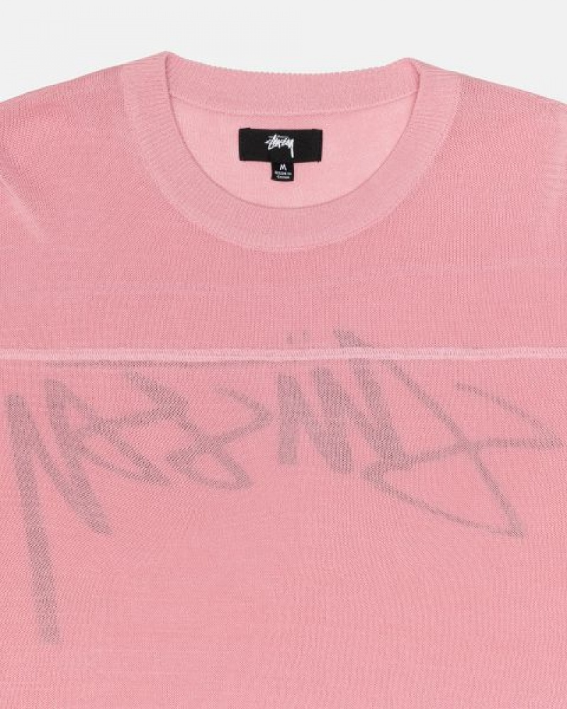 Pink Stussy Football Sweaters | 8173SFTXP