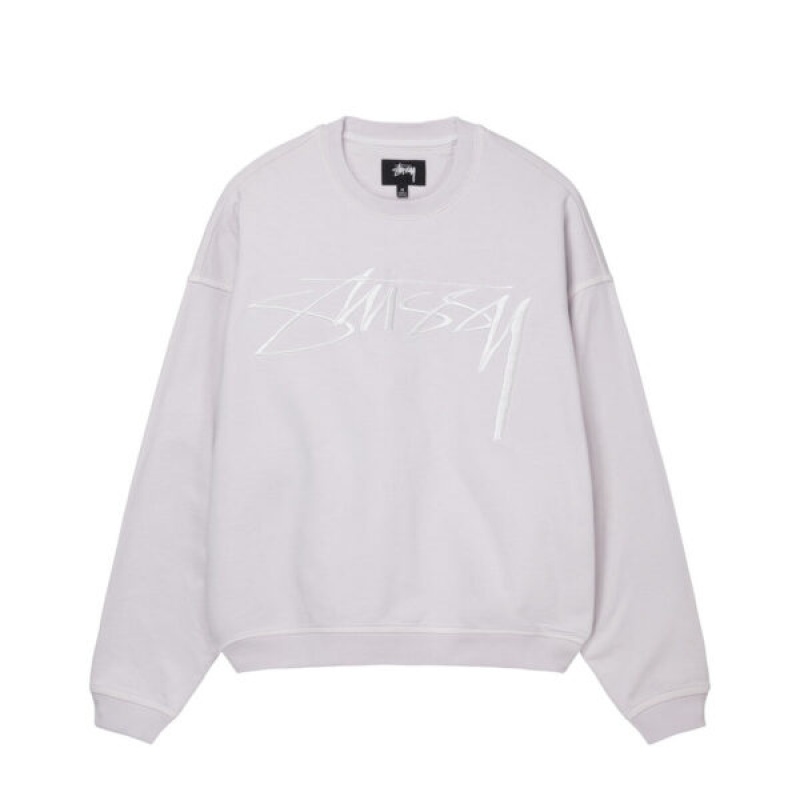 Pink Stussy Relaxed Smoothstock Crew Sweatshirts | 6291WDXKL