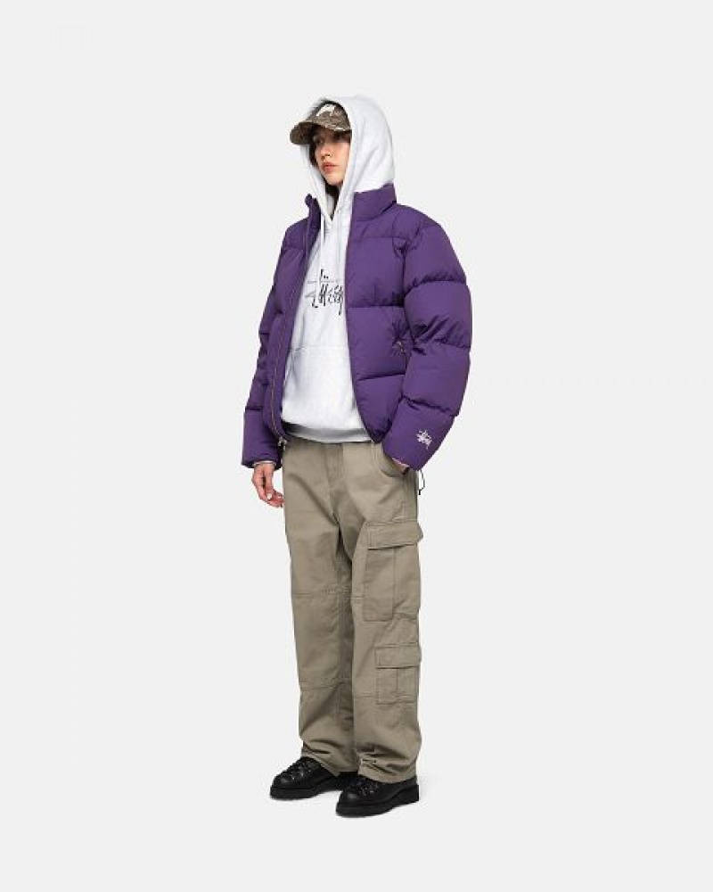 Purple Stussy Nylon Down Jackets | 8690KZTVY