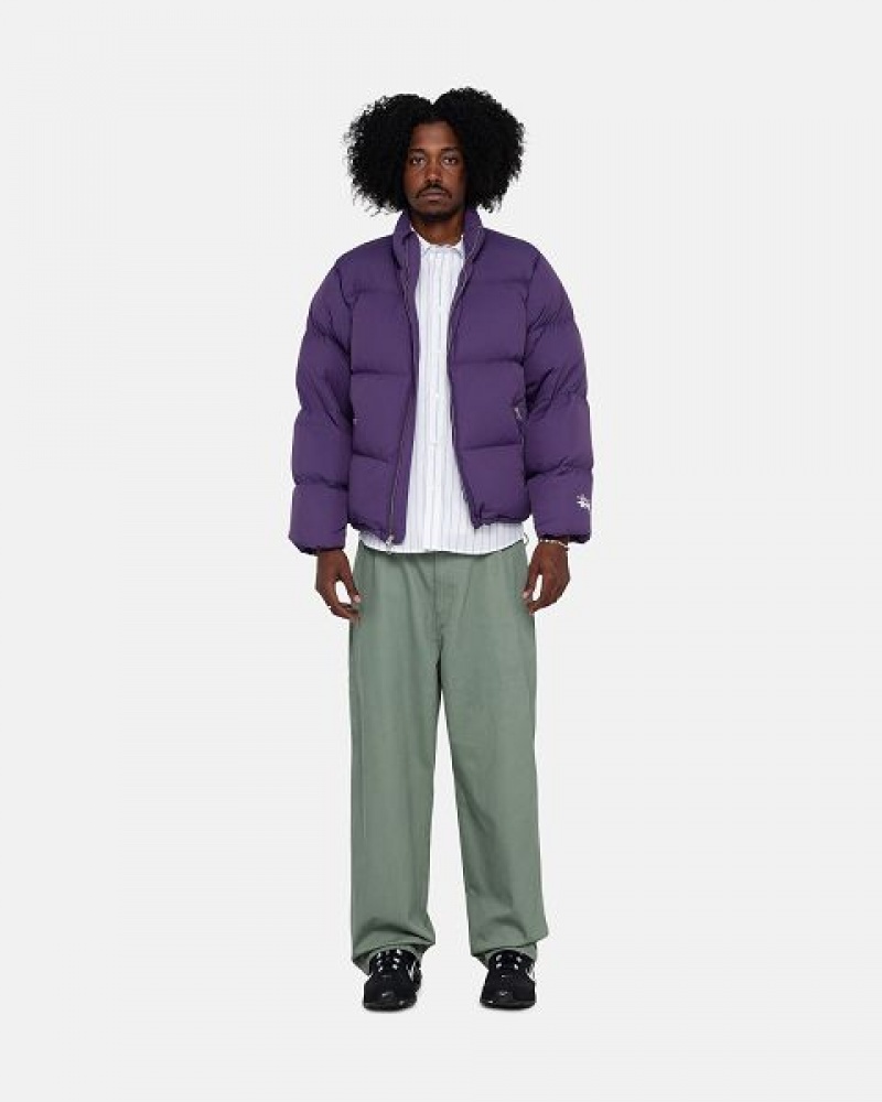 Purple Stussy Nylon Down Jackets | 8690KZTVY