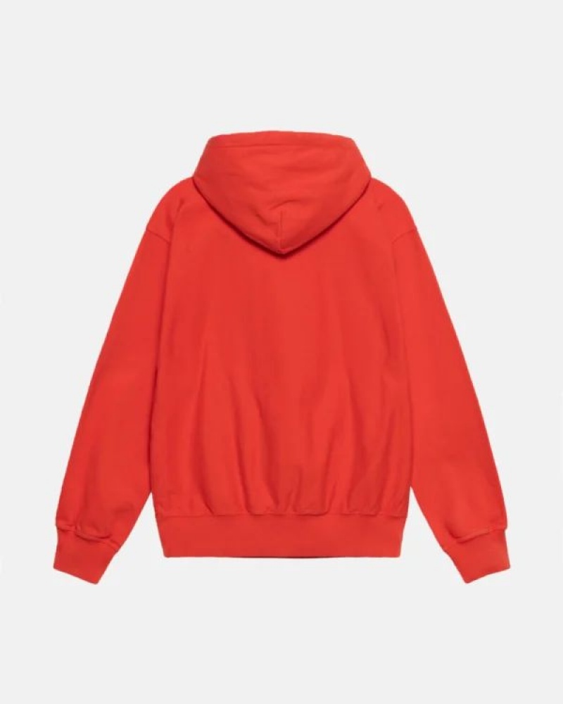 Red Stussy Block Sport Pigment Dyed Hoodie | 1237BMETX