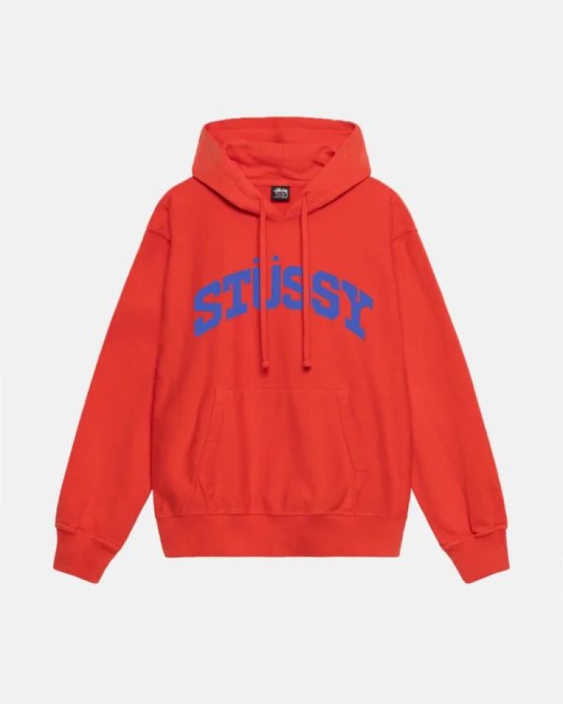 Red Stussy Block Sport Pigment Dyed Hoodie | 1237BMETX