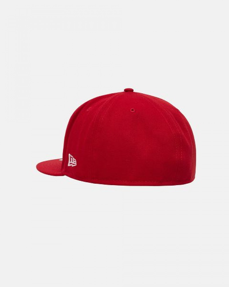 Red Stussy New Era 59fifty Curly S Caps | 8329VJLWH