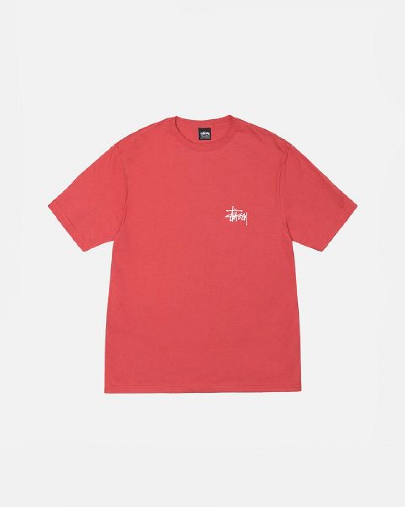 Red / White Stussy Basic T Shirts | 7605IDNSP