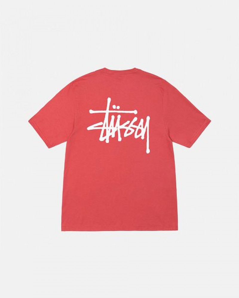 Red / White Stussy Basic T Shirts | 7605IDNSP