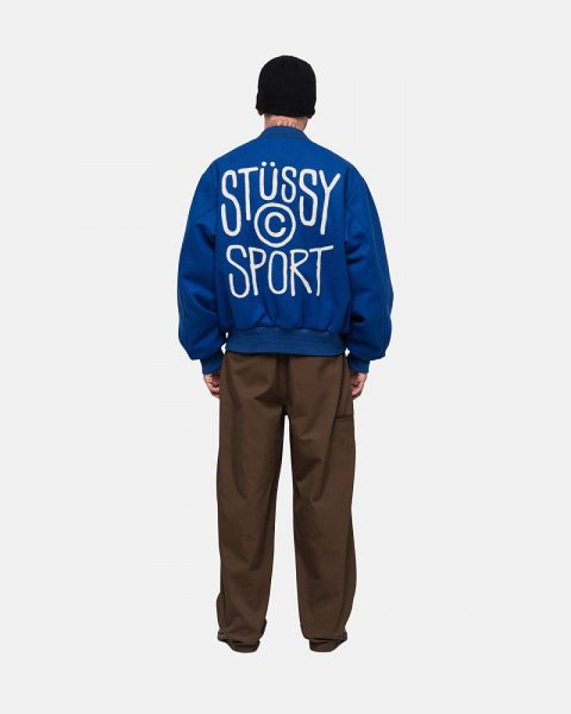 Royal Stussy Sport Melton Varsity Jackets | 1352KPTLC