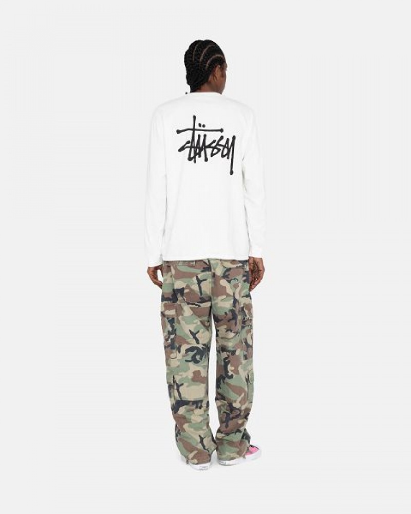 White Stussy Basic Ls Sweatshirts | 6849CIXBD