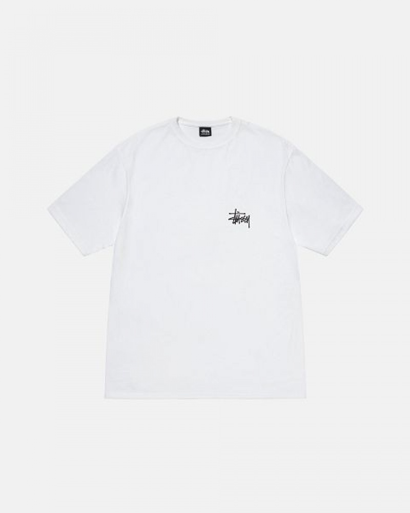 White Stussy Basic T Shirts | 7105QTSCK