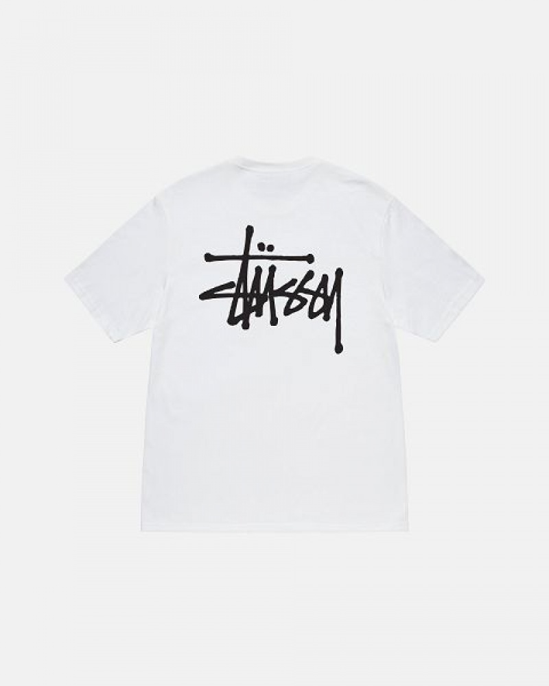 White Stussy Basic T Shirts | 7105QTSCK