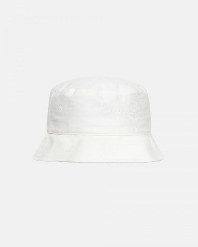 White Stussy Deep Bucket Ss Link Hats | 9207PMNRO