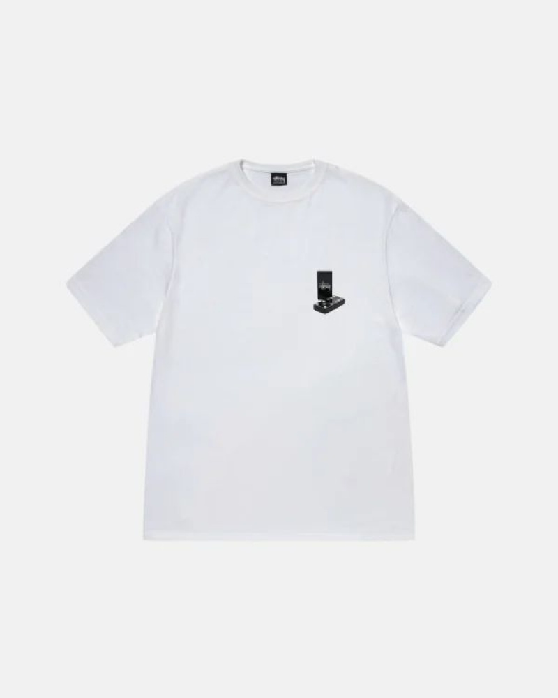 White Stussy Dominoes T Shirts | 2981QOCAY