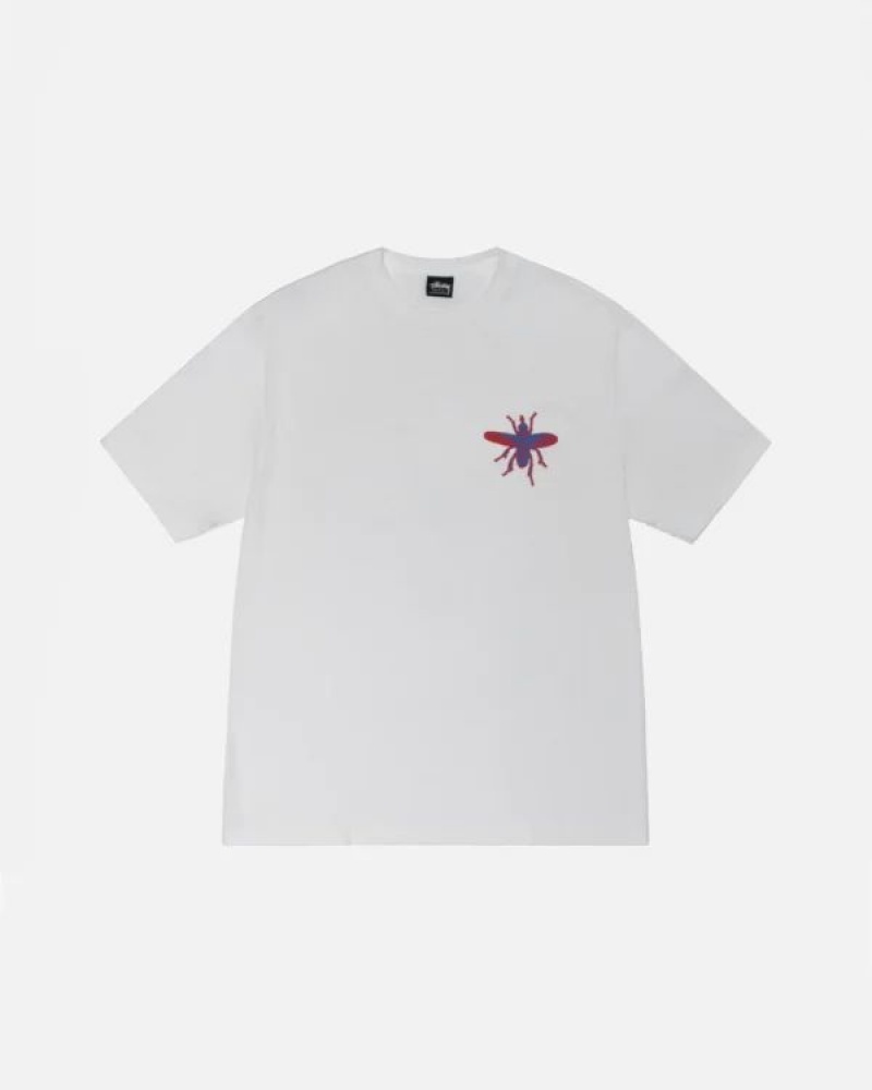 White Stussy Housefly T Shirts | 3859DNOIX