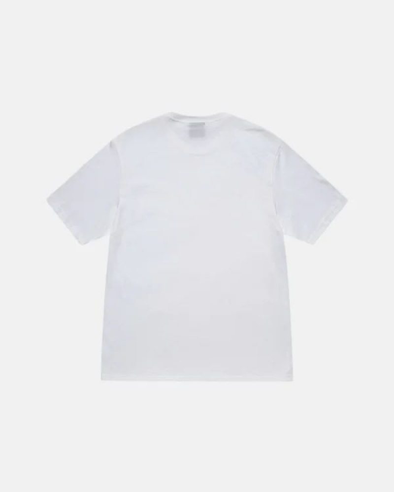 White Stussy Racecar T Shirts | 8450NHTIZ