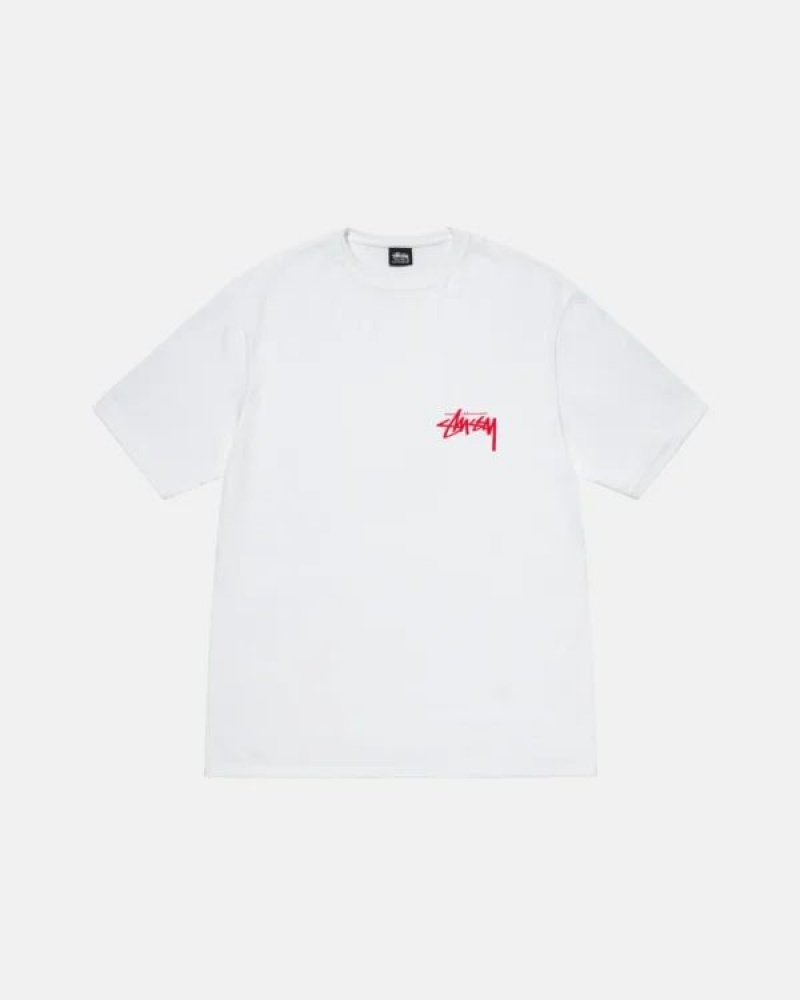 White Stussy Skate Tough T Shirts | 8526NQBSJ