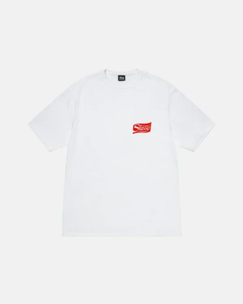 White Stussy Soda Can T Shirts | 9852MOVQL