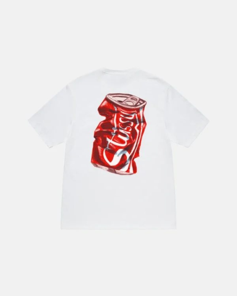 White Stussy Soda Can T Shirts | 9852MOVQL