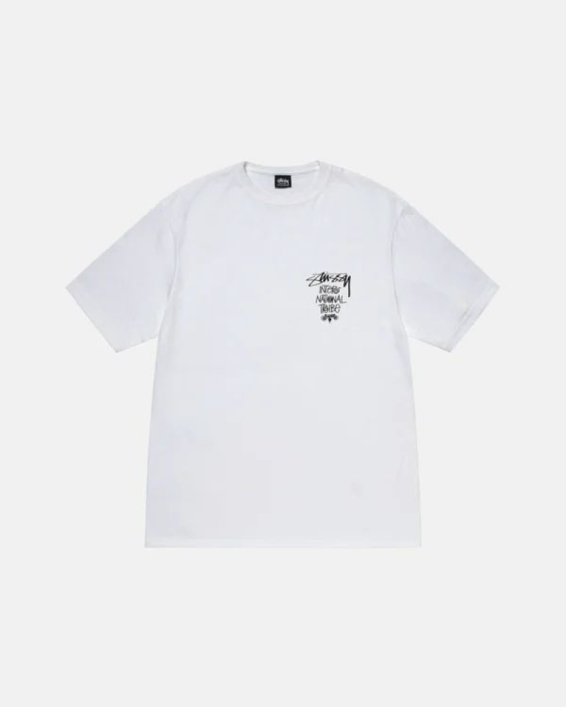 White Stussy Tribe Stack T Shirts | 2764SCZRW