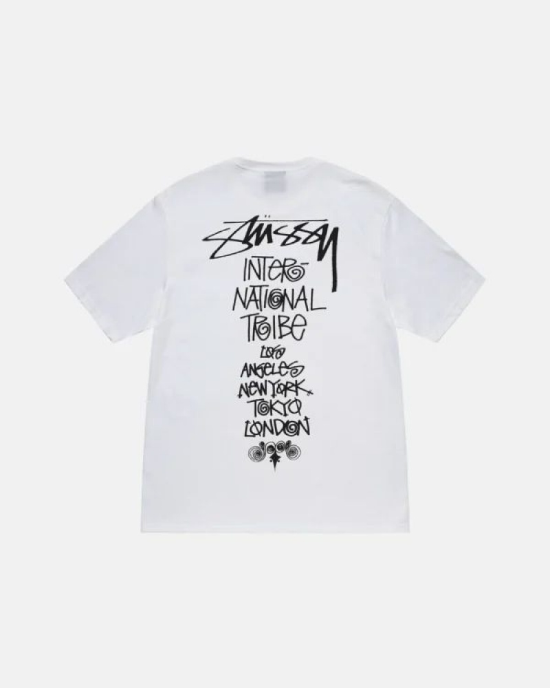 White Stussy Tribe Stack T Shirts | 2764SCZRW