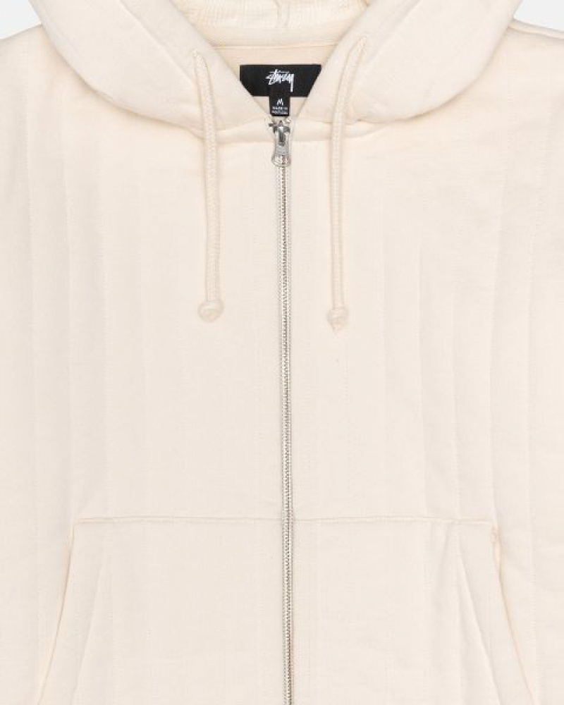 White Stussy Vertical Quilted Zip Hoodie | 7450YSTVL