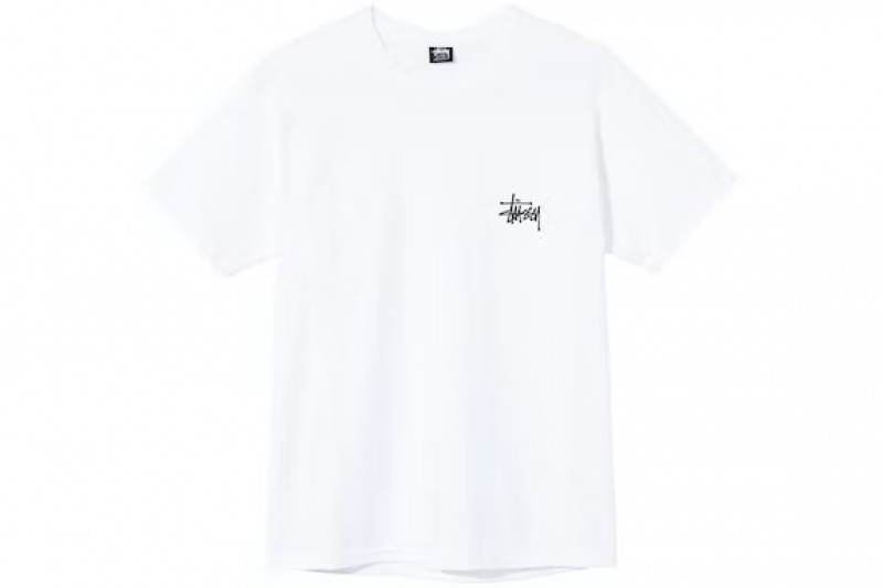 White / Black Stussy Basic T Shirts | 6510PXOGH