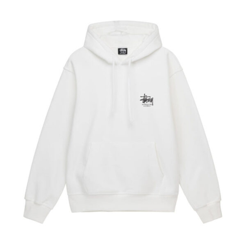 White / Black Stussy Dragon Hoodie | 2980FRVMK