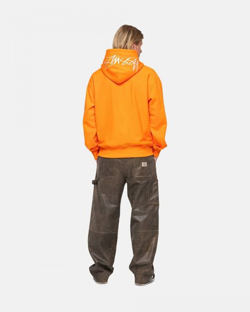 Yellow Stussy Back Hood Applique Hoodie | 9726HURLM