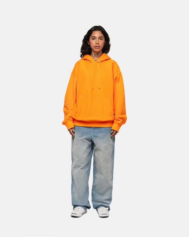 Yellow Stussy Back Hood Applique Hoodie | 9726HURLM