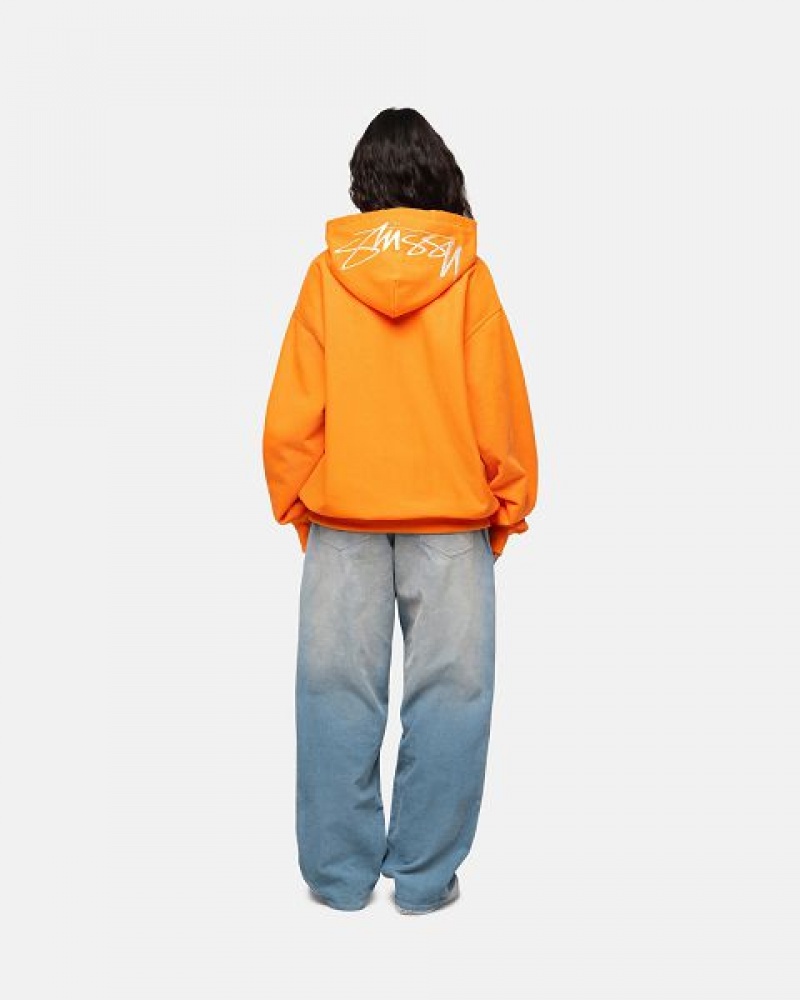 Yellow Stussy Back Hood Applique Hoodie | 9726HURLM