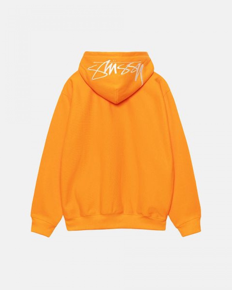 Yellow Stussy Back Hood Applique Hoodie | 9726HURLM