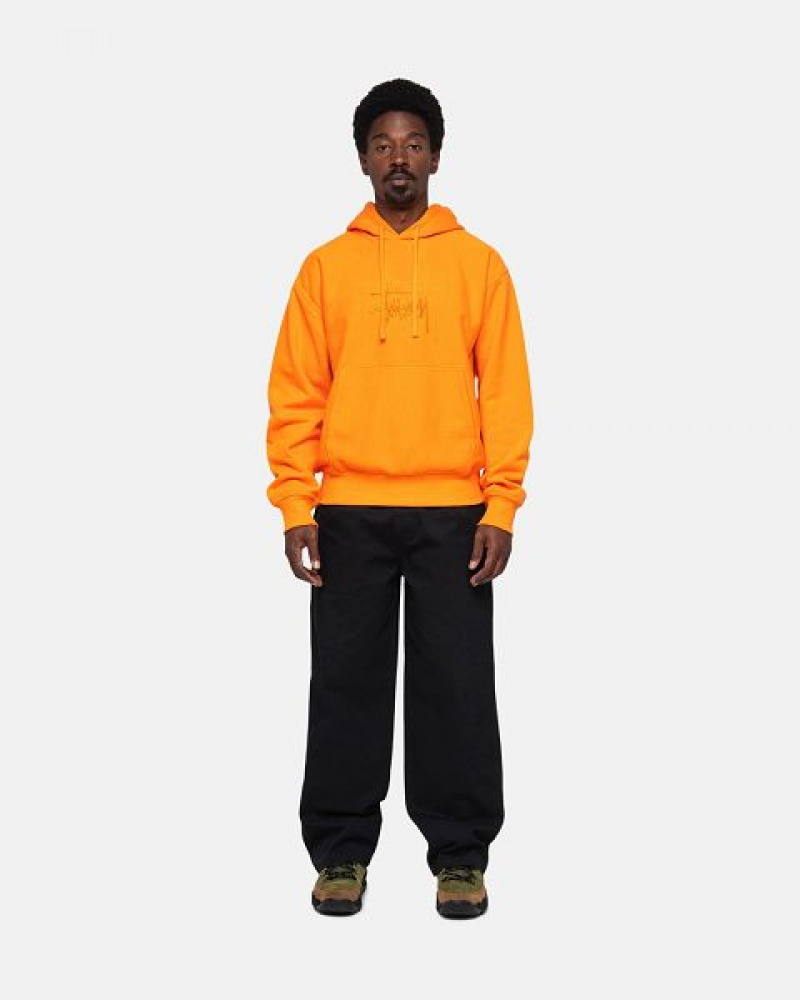 Yellow Stussy Basic Applique Hoodie | 9710GJFRO