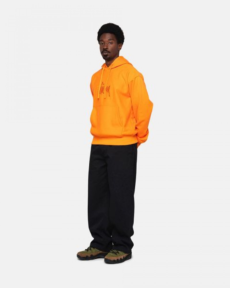 Yellow Stussy Basic Applique Hoodie | 9710GJFRO