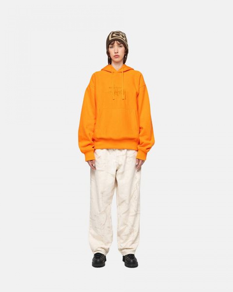 Yellow Stussy Basic Applique Hoodie | 9710GJFRO