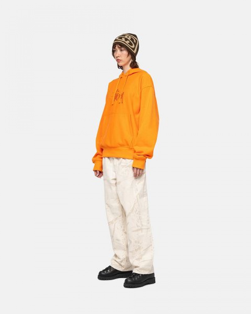 Yellow Stussy Basic Applique Hoodie | 9710GJFRO