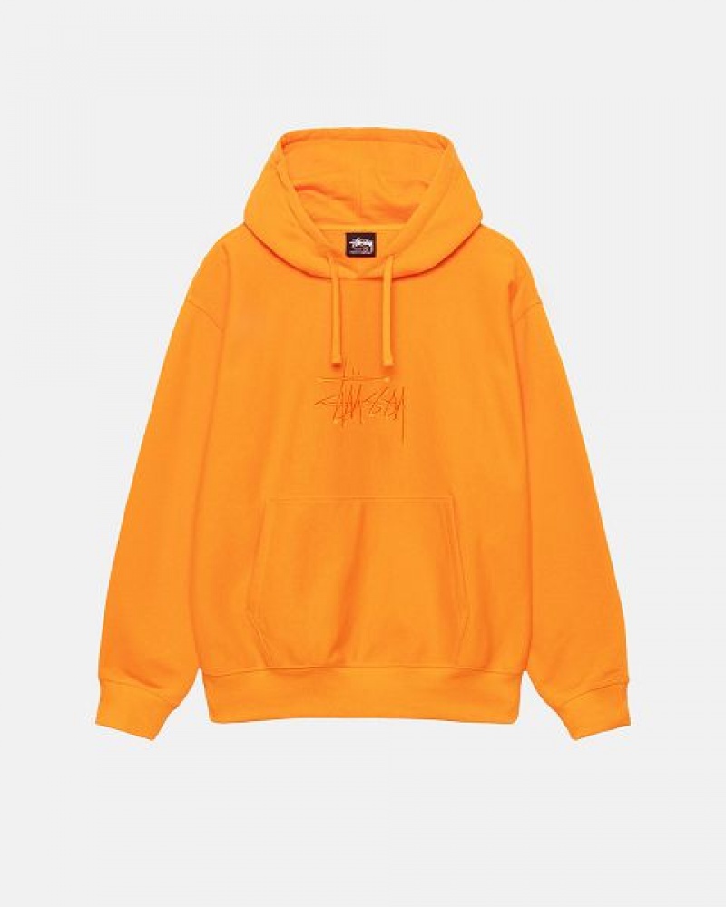 Yellow Stussy Basic Applique Hoodie | 9710GJFRO